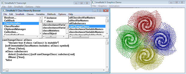 Screenshot of a Smalltalk system.